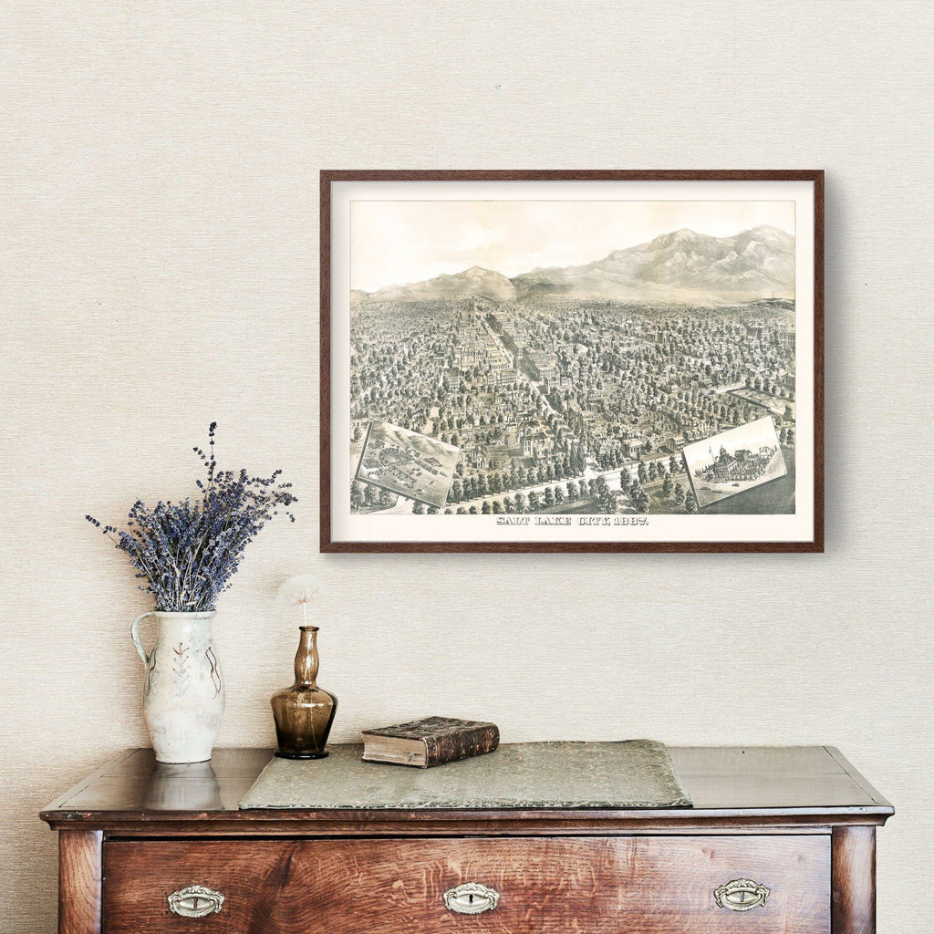 Vintage Map of Salt Lake City, Utah 1887