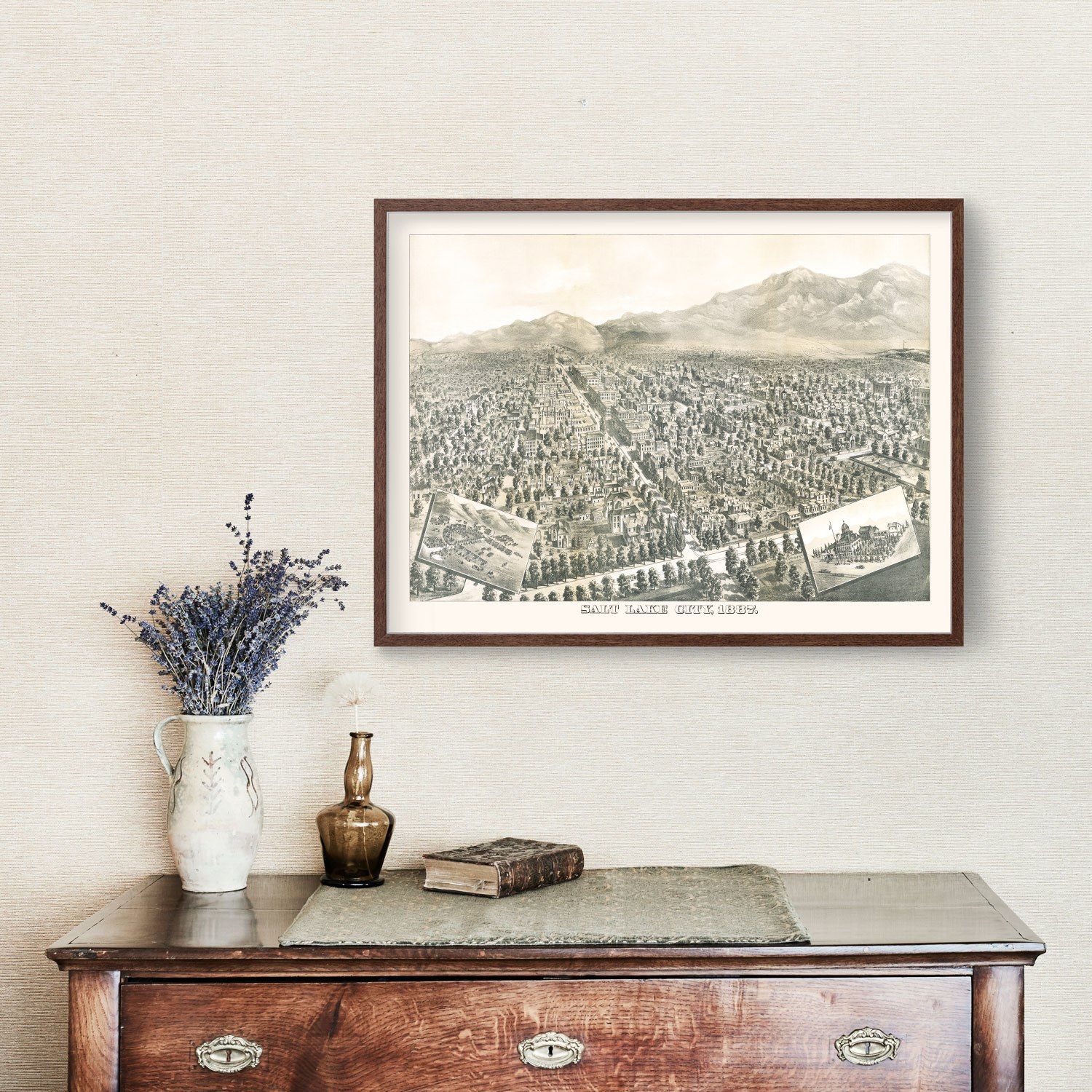 Vintage Map of Salt Lake City, Utah 1887