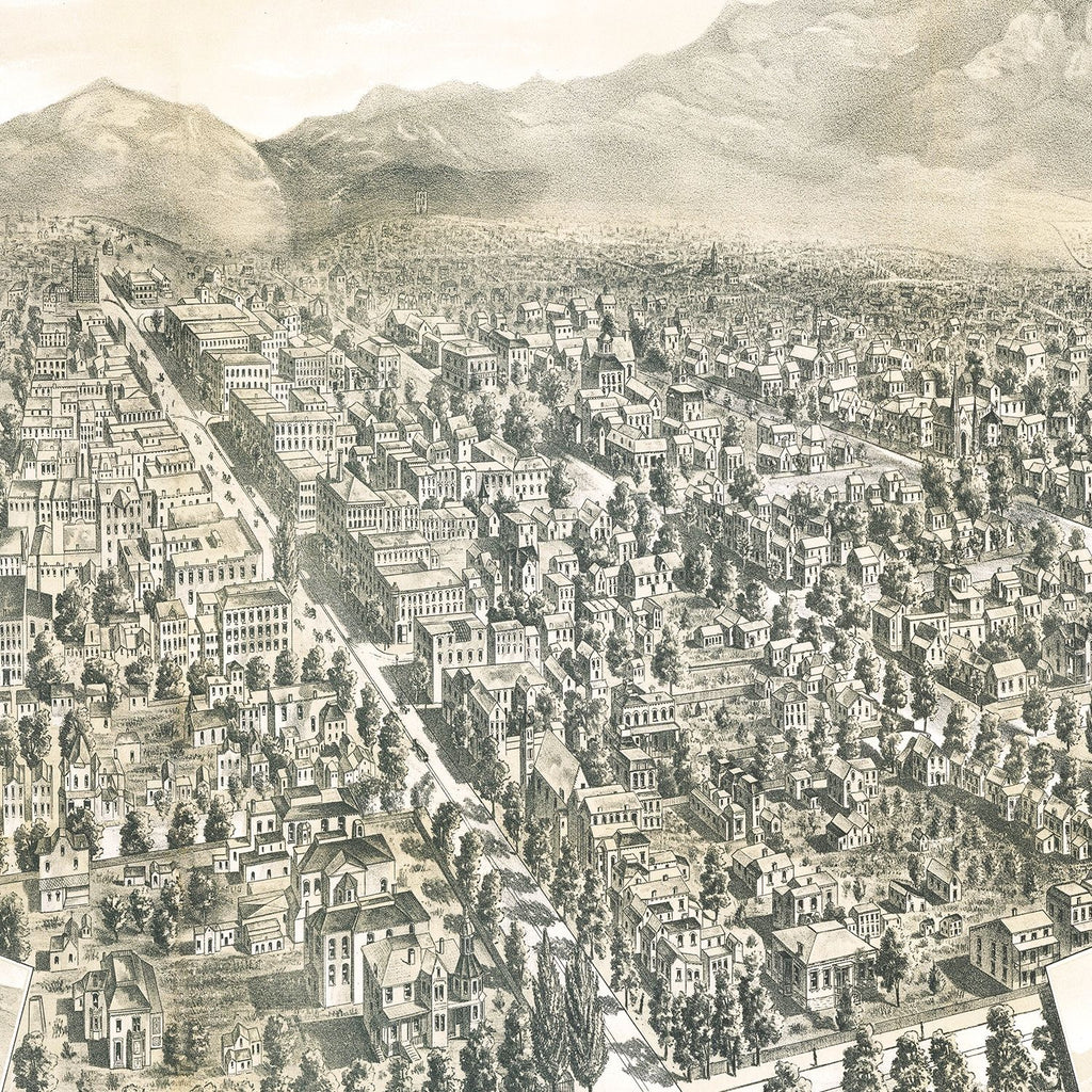 Vintage Map of Salt Lake City, Utah 1887