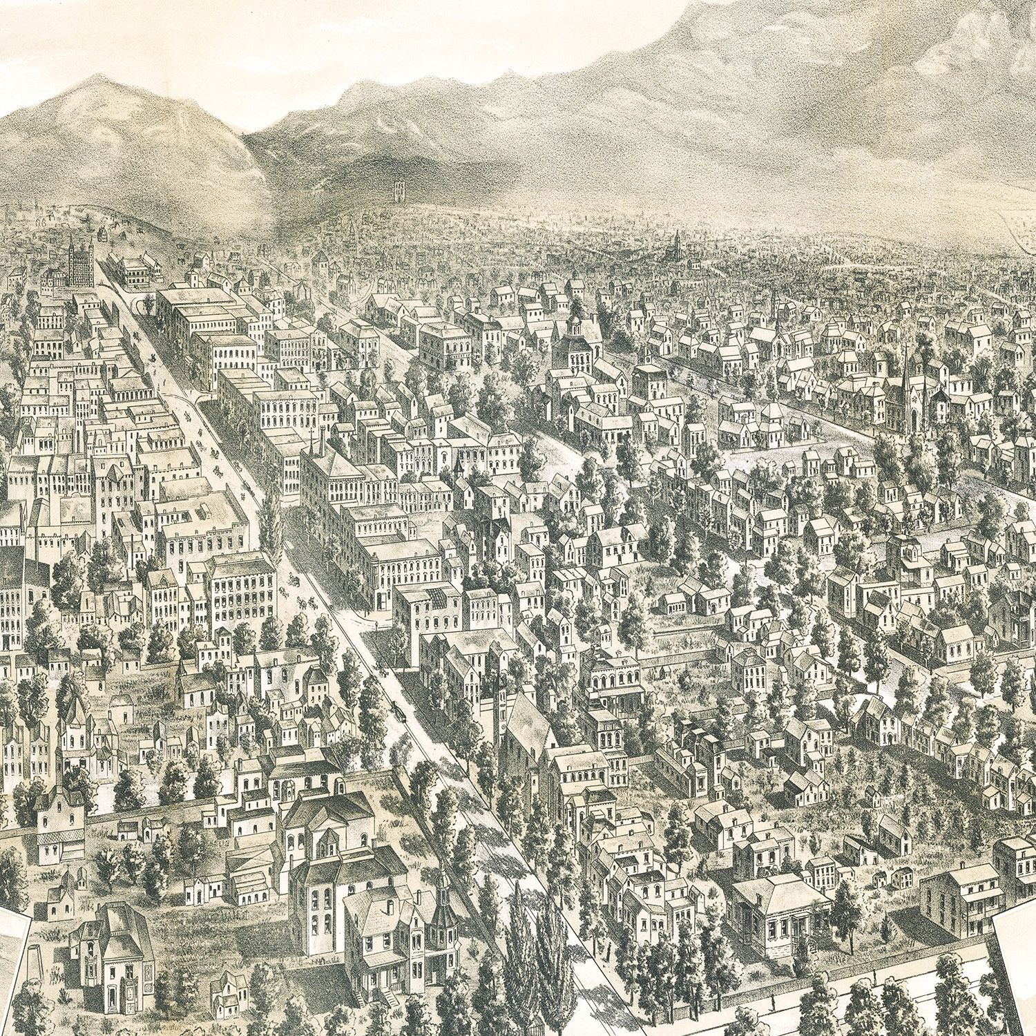 Vintage Map of Salt Lake City, Utah 1887