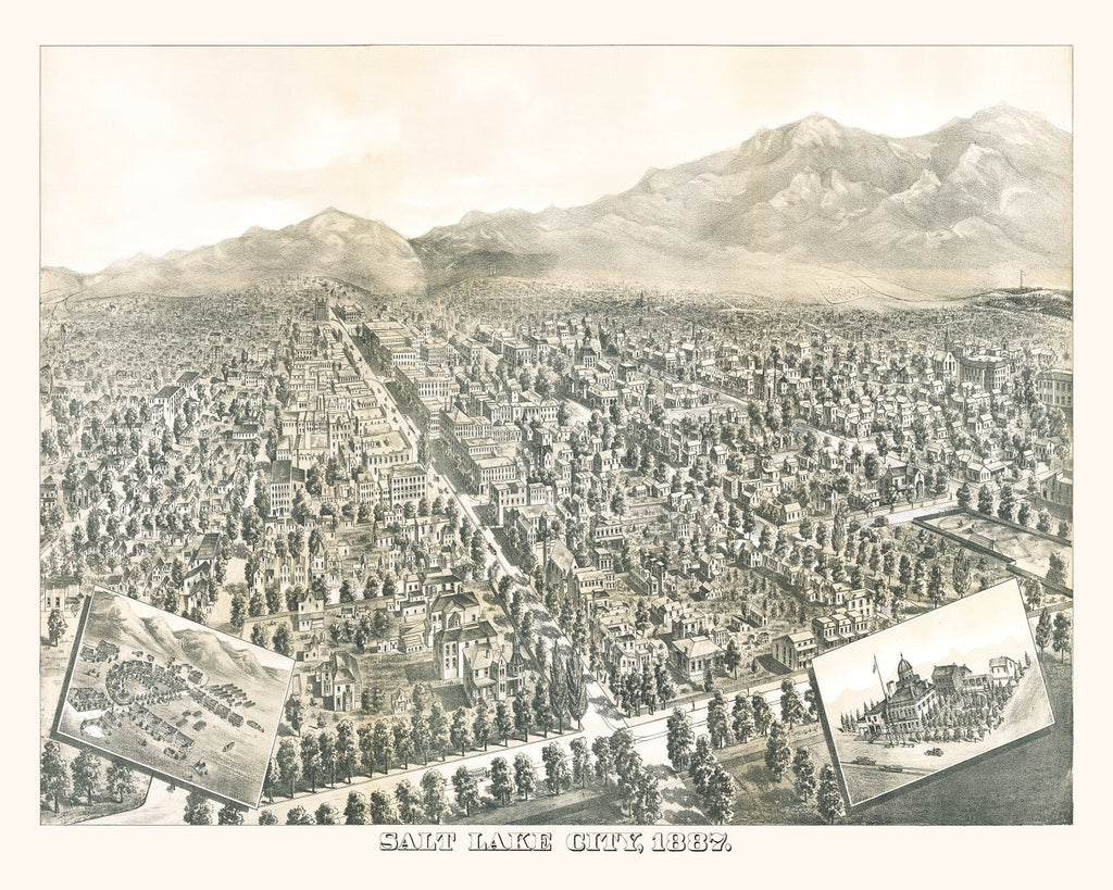 Vintage Map of Salt Lake City, Utah 1887