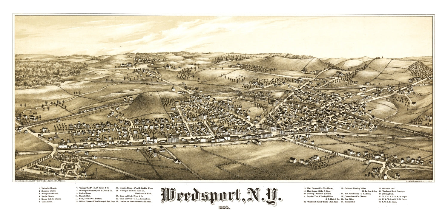 Vintage Map of Weedsport, New York 1885