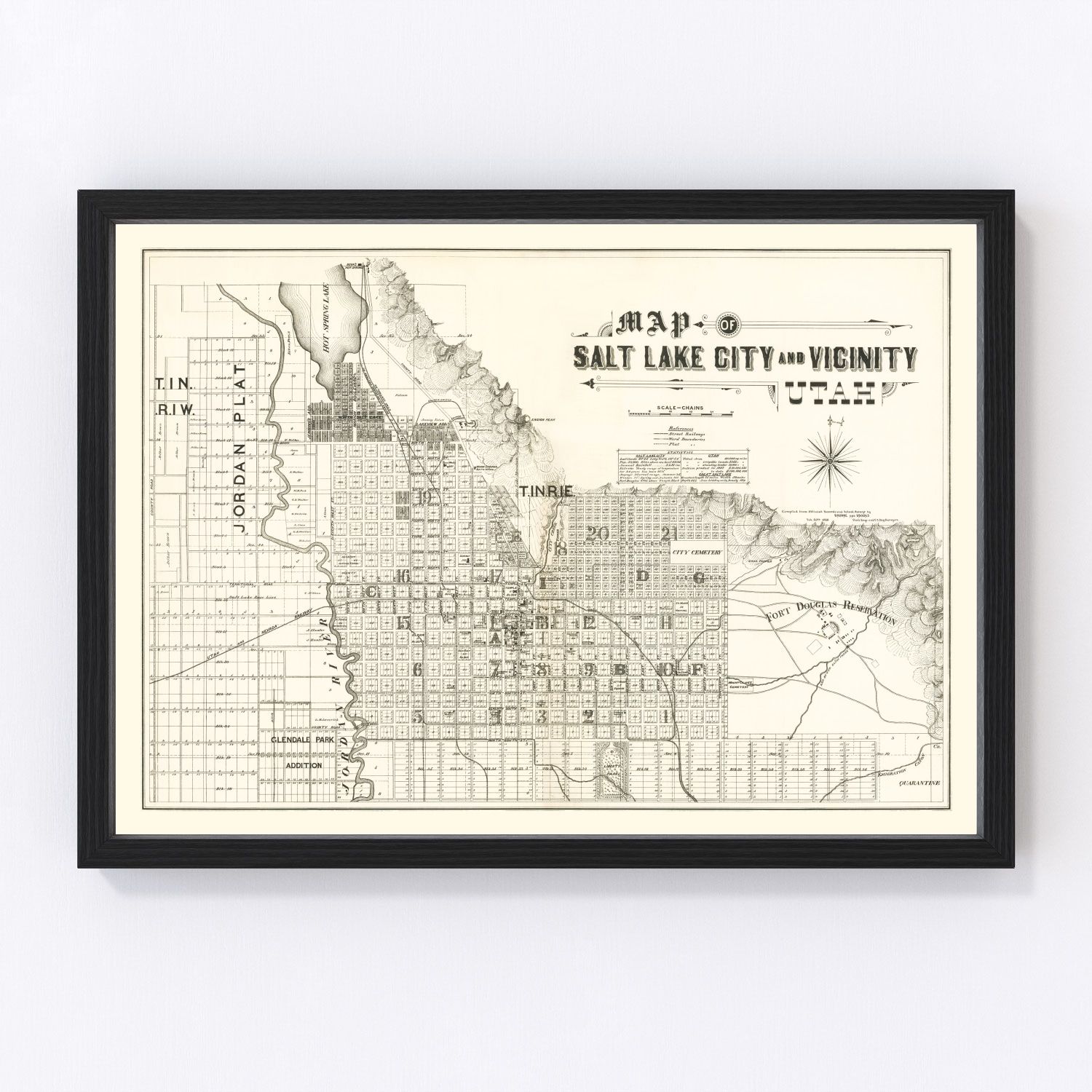 Vintage Map of Salt Lake City, Utah 1888