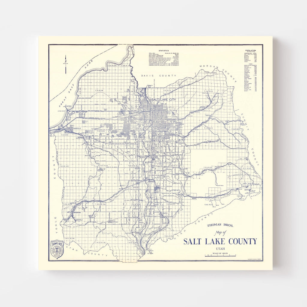 Vintage Map of Salt Lake City, Utah 1920