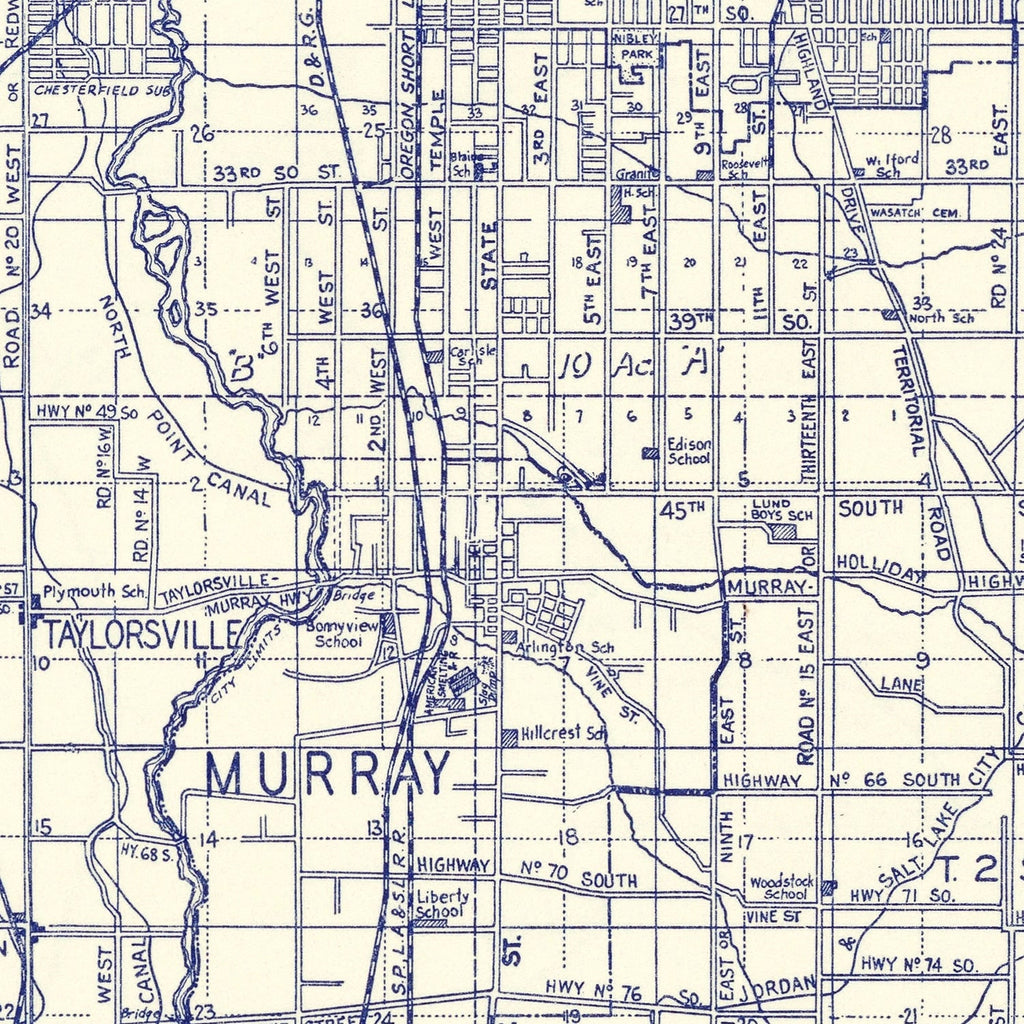 Vintage Map of Salt Lake City, Utah 1920