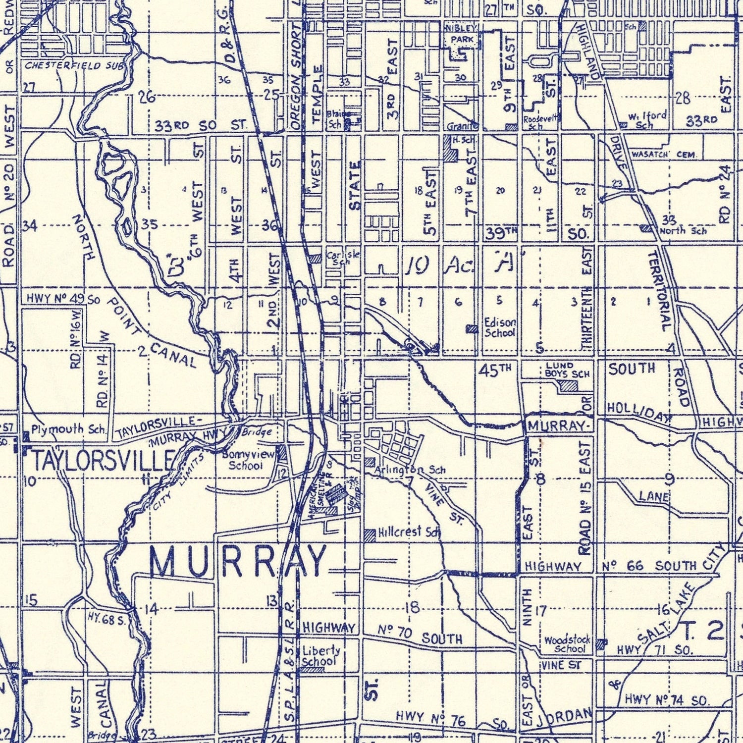 Vintage Map of Salt Lake City, Utah 1920