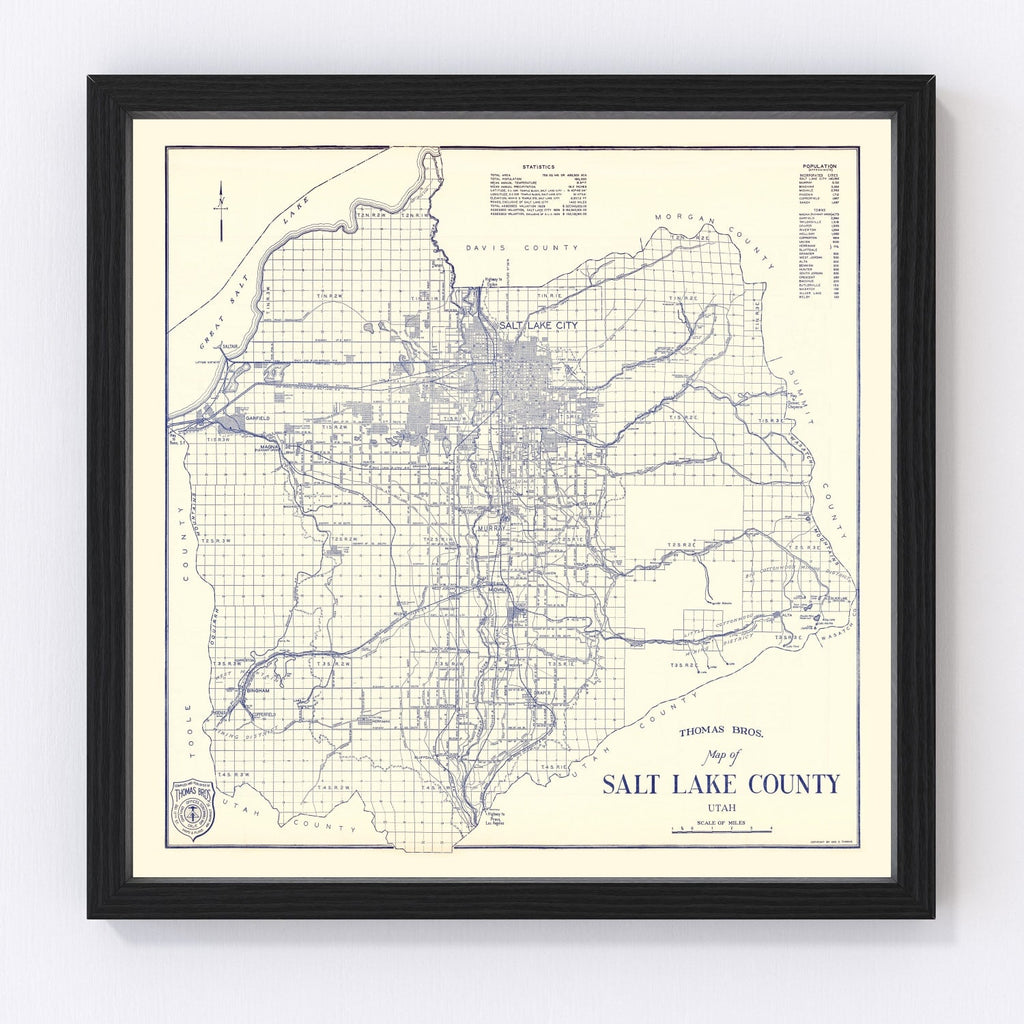 Vintage Map of Salt Lake City, Utah 1920