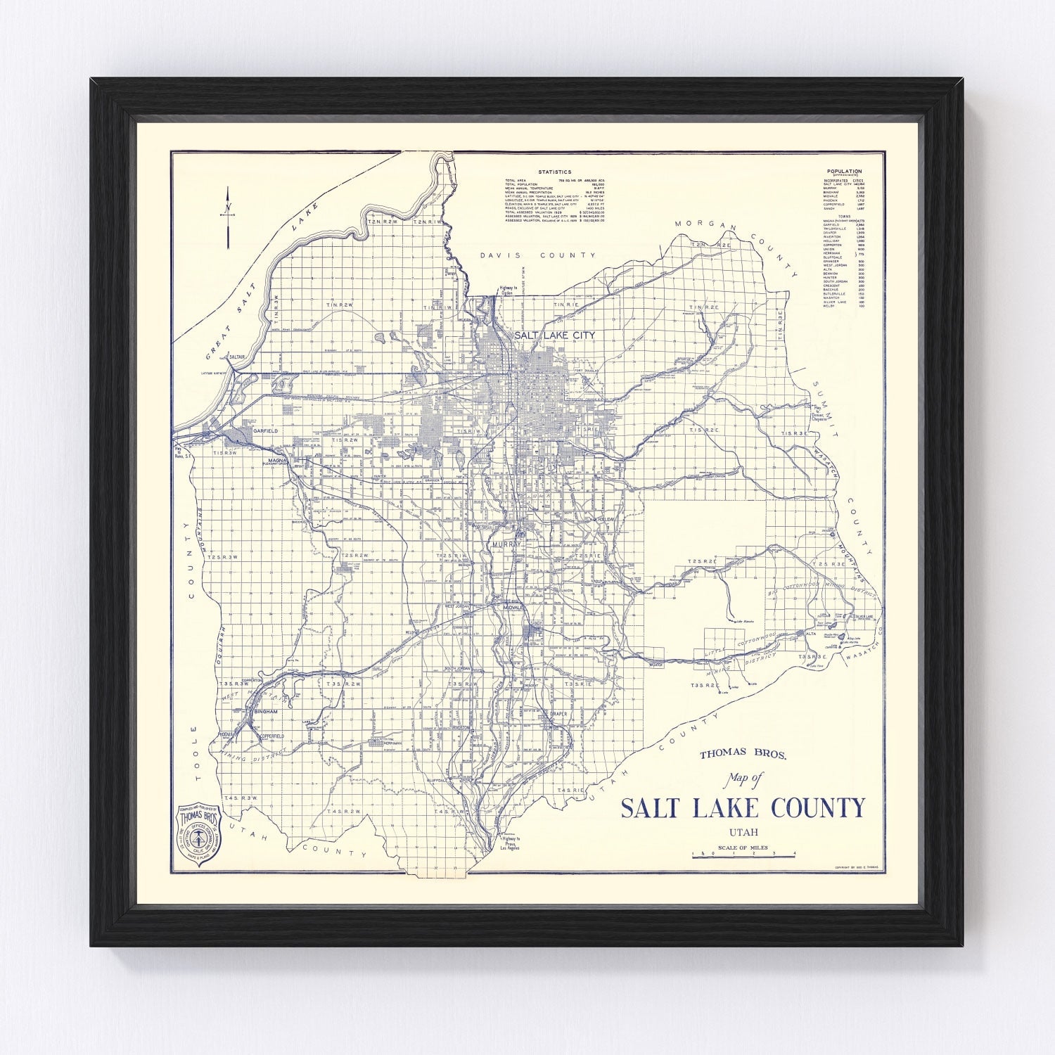 Vintage Map of Salt Lake City, Utah 1920