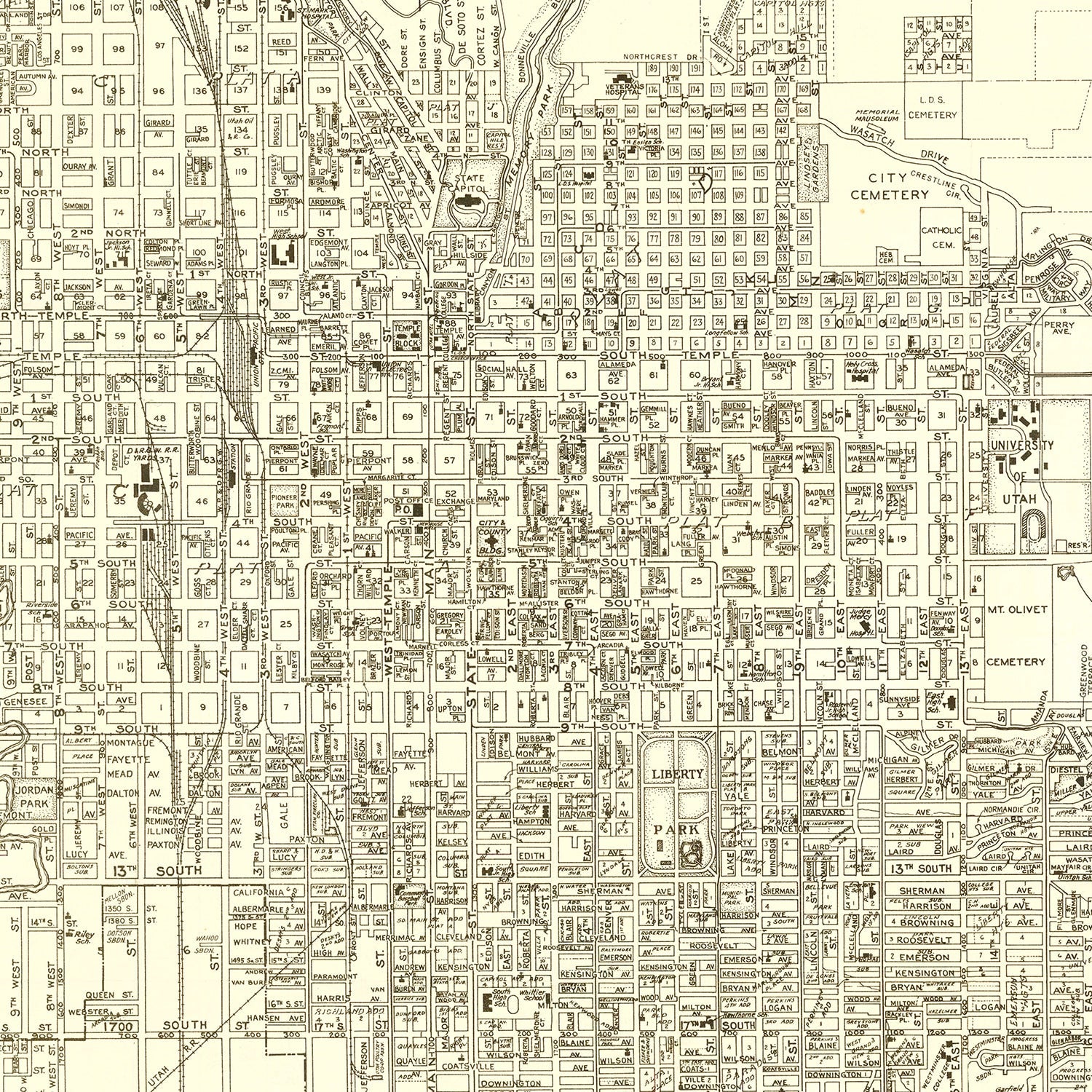 Vintage Map of Salt Lake City, Utah 1935