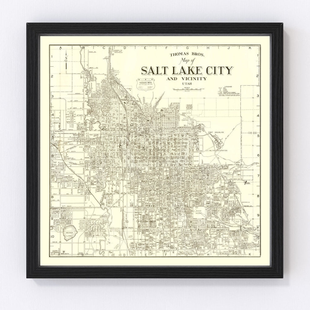 Vintage Map of Salt Lake City, Utah 1935
