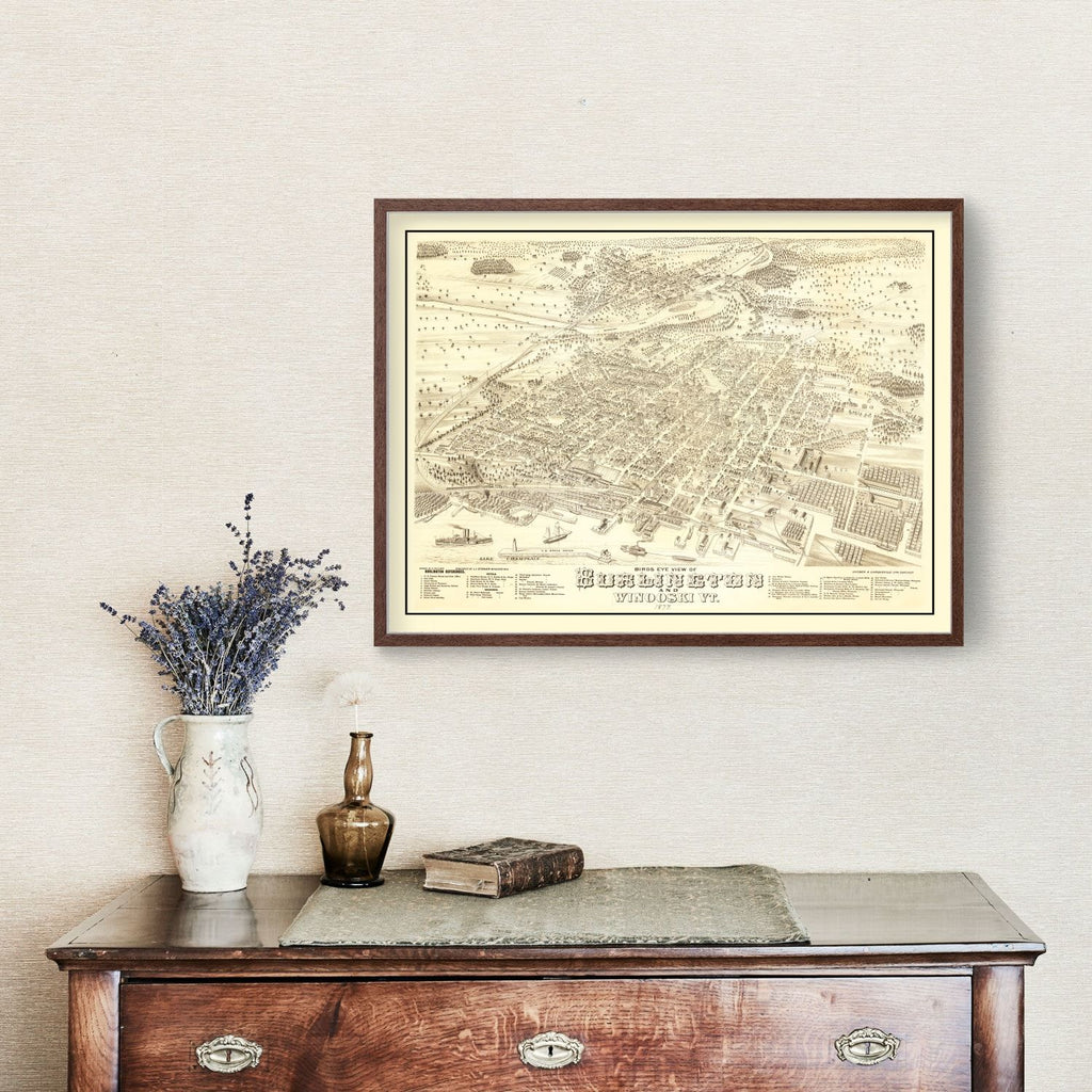 Vintage Map of Burlington, Vermont 1877
