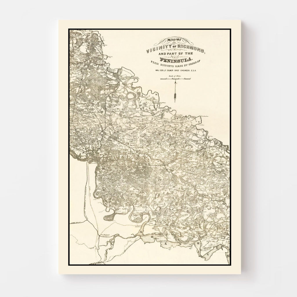 Vintage Map of Richmond, Virginia 1867