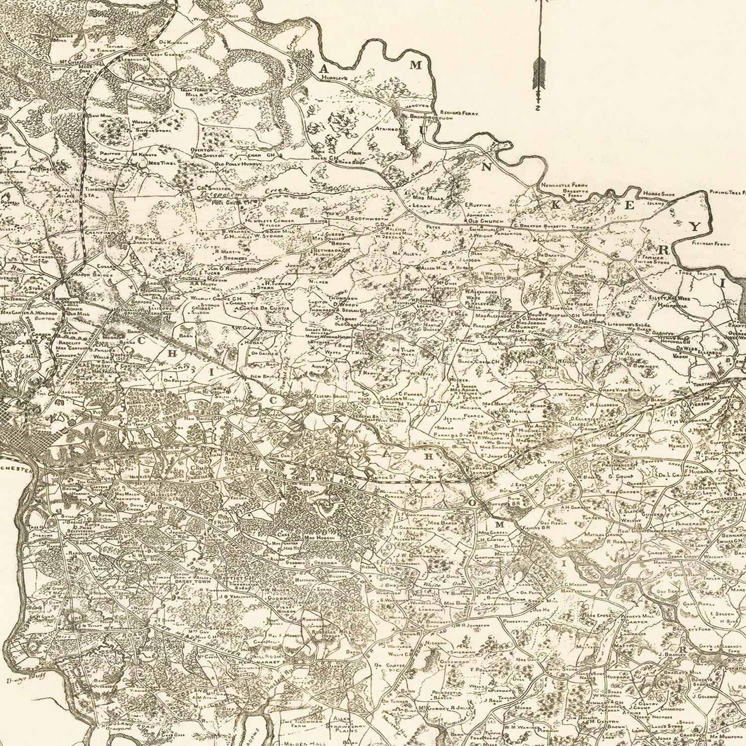 Vintage Map of Richmond, Virginia 1867