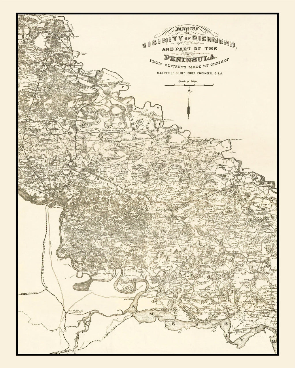 Vintage Map of Richmond, Virginia 1867