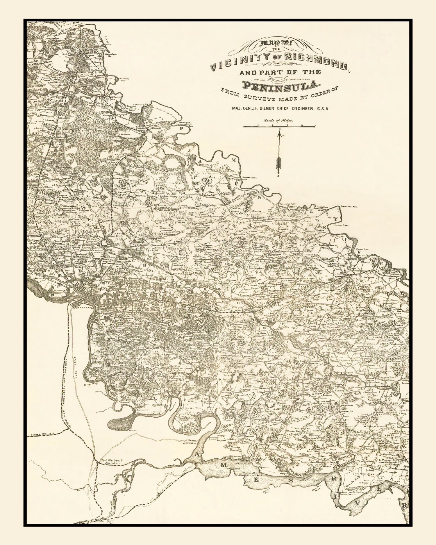 Vintage Map of Richmond, Virginia 1867