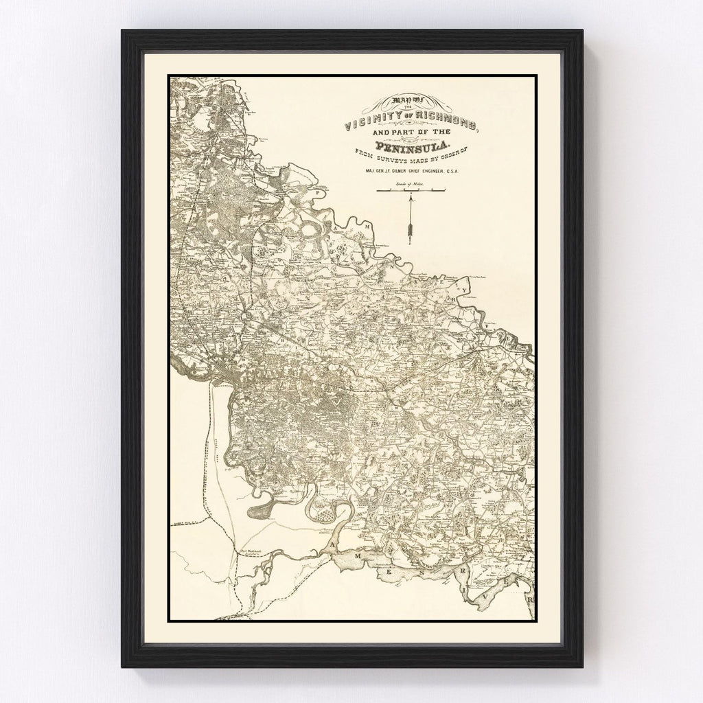 Vintage Map of Richmond, Virginia 1867