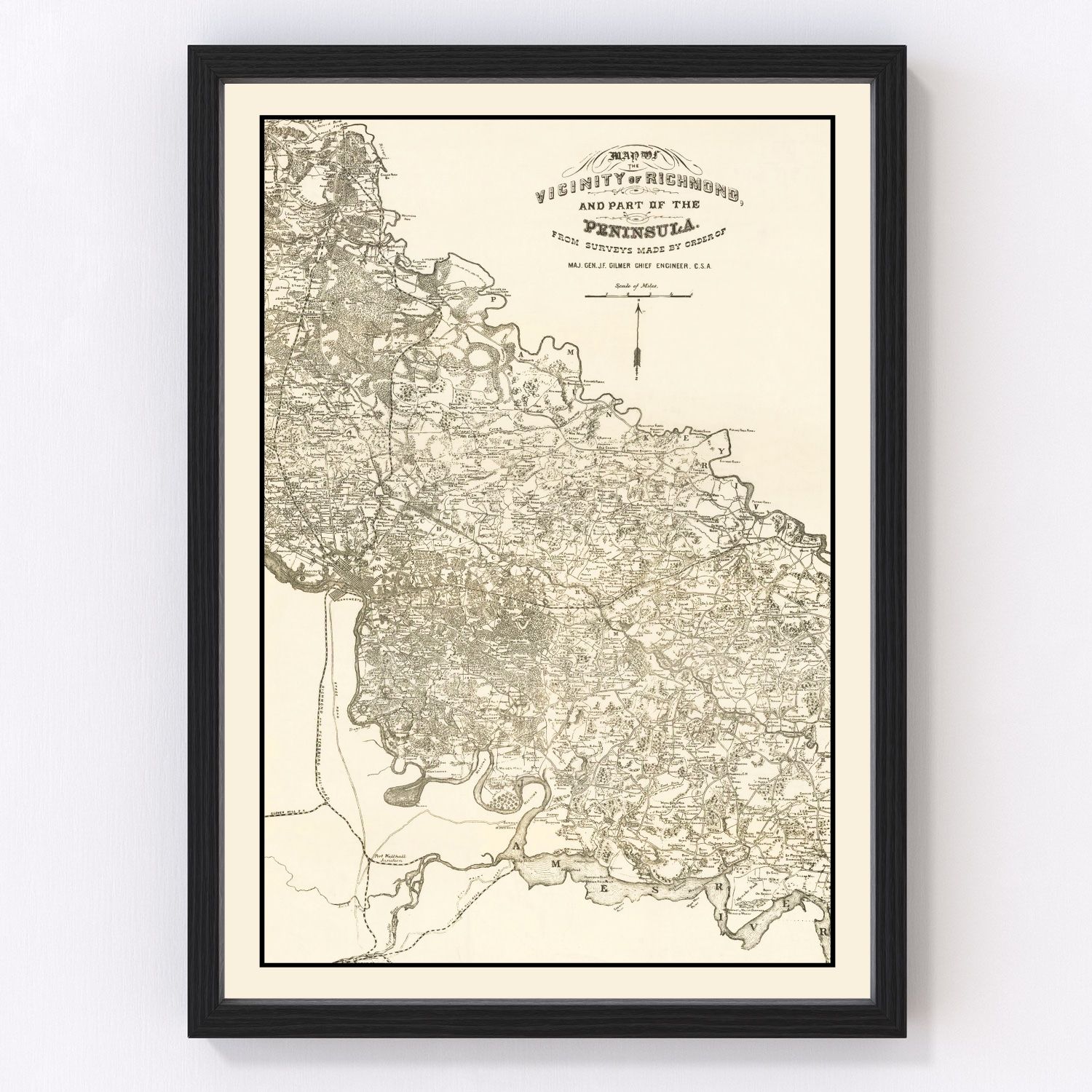 Vintage Map of Richmond, Virginia 1867