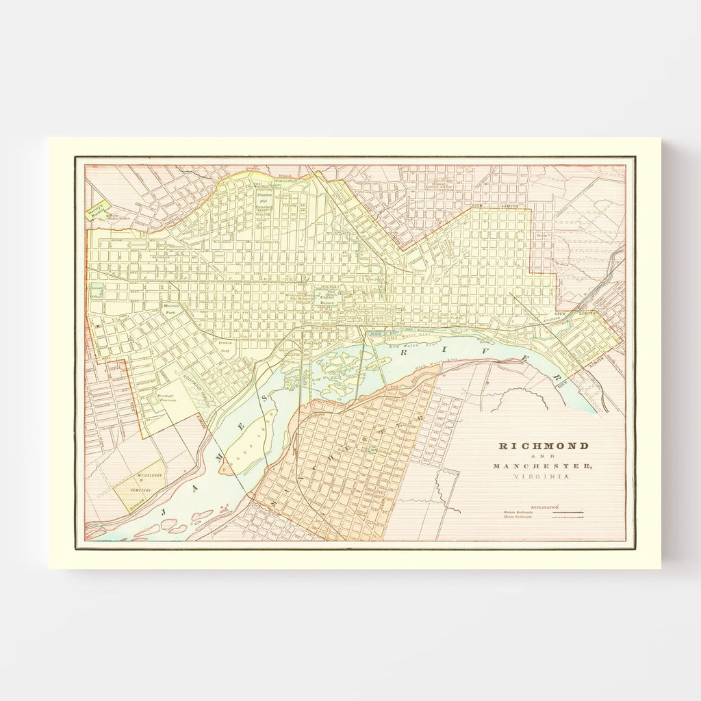 Vintage Map of Richmond, Virginia 1895