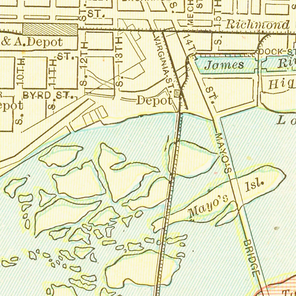Vintage Map of Richmond, Virginia 1895