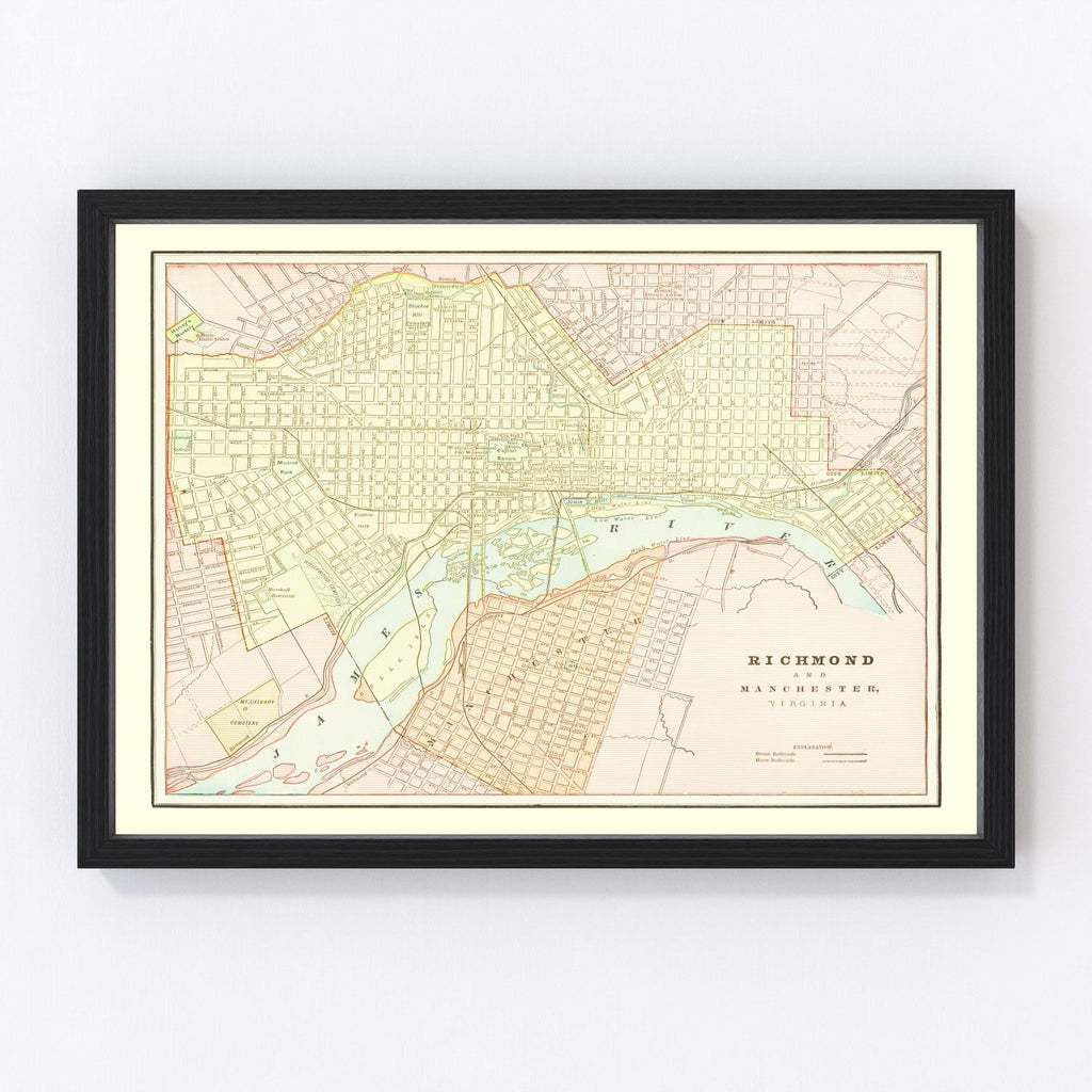 Vintage Map of Richmond, Virginia 1895