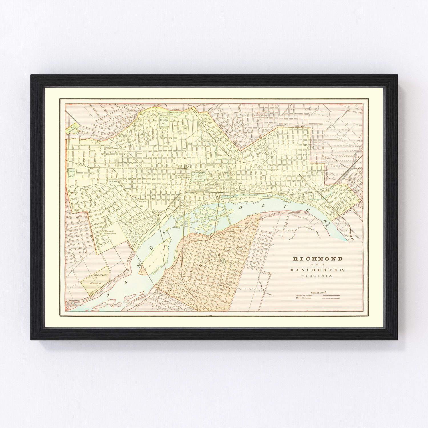 Vintage Map of Richmond, Virginia 1895