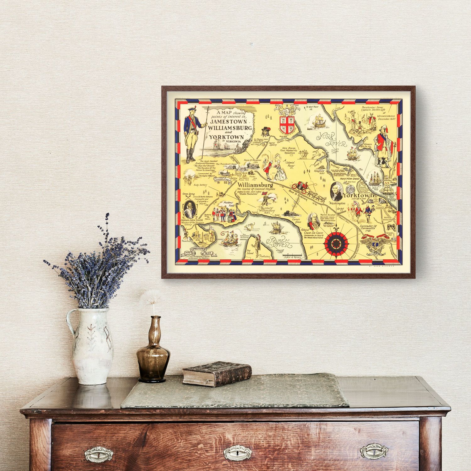 Vintage Map of Jamestown, Virginia 1930