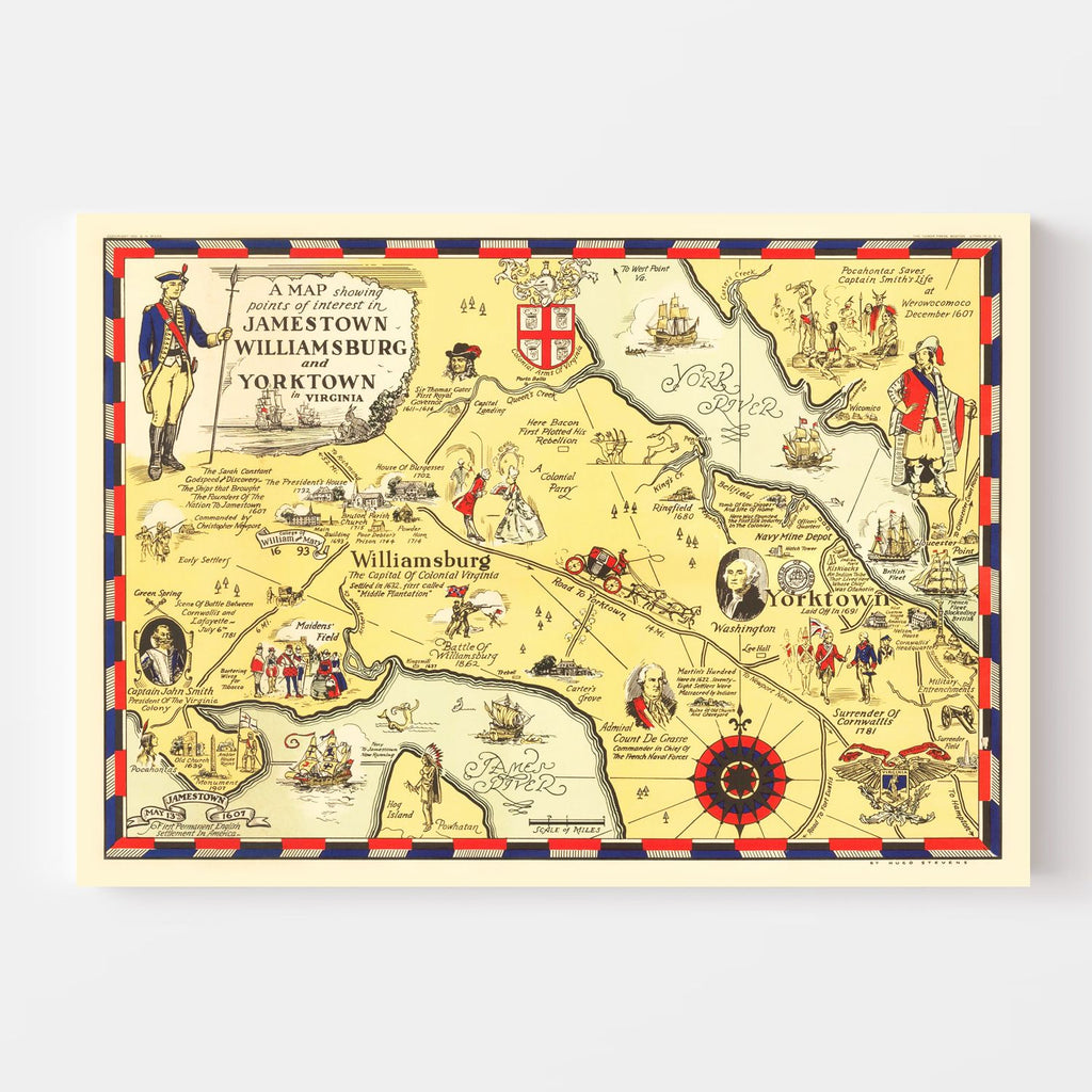 Vintage Map of Jamestown, Virginia 1930