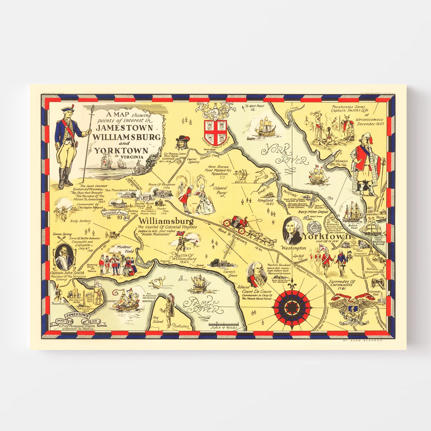 Vintage Map of Jamestown, Virginia 1930