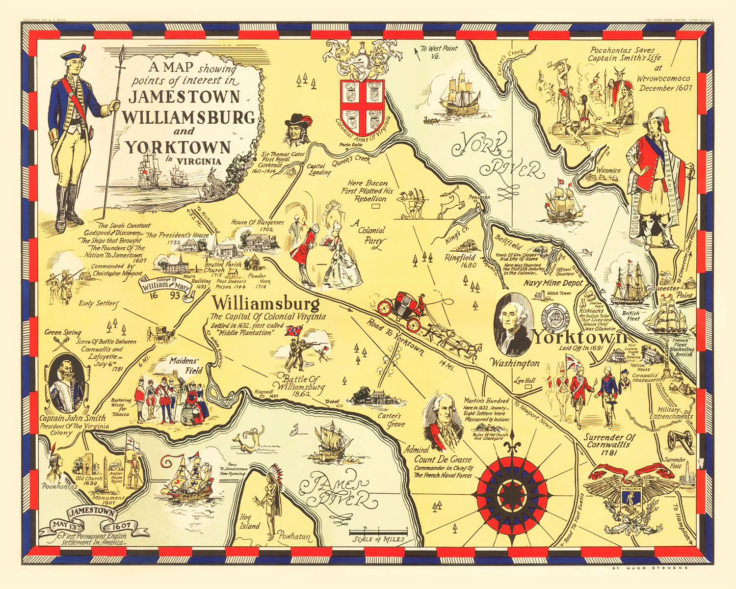 Vintage Map of Jamestown, Virginia 1930