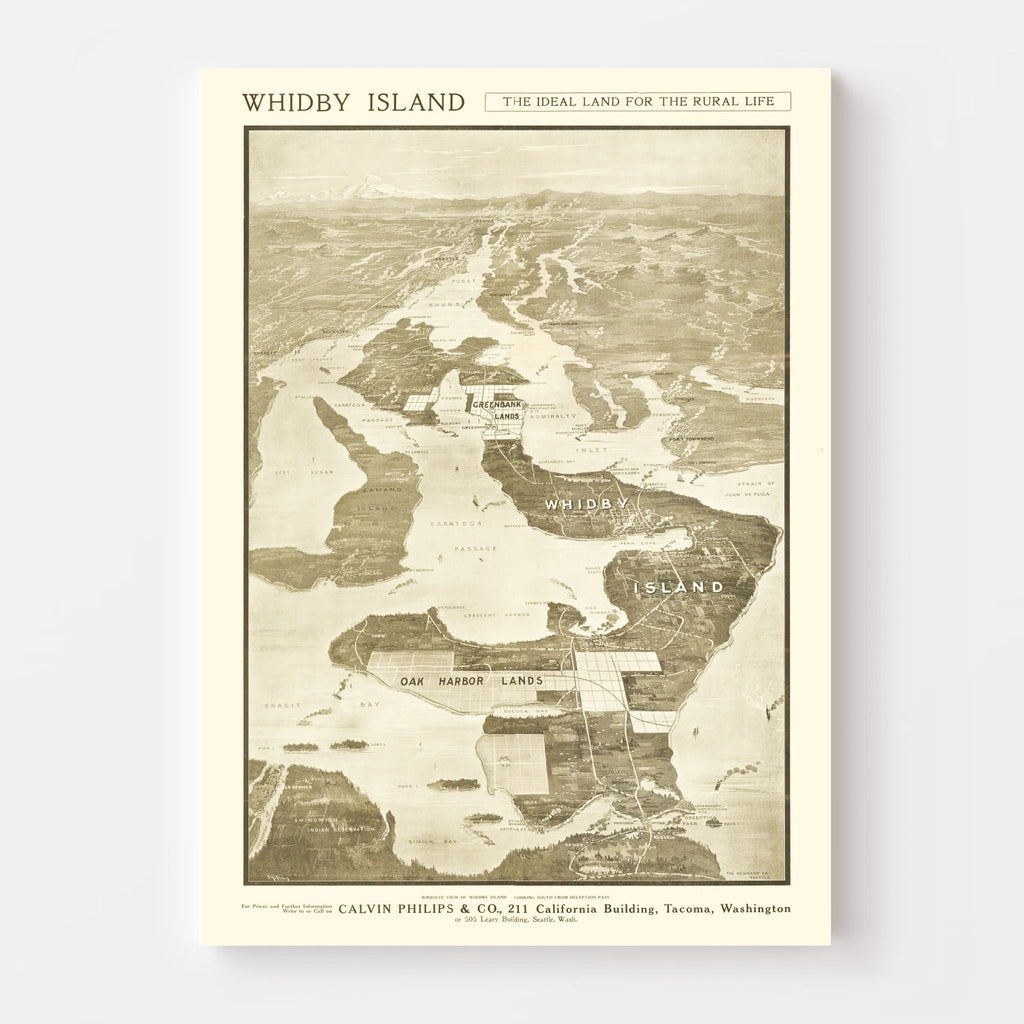 Vintage Map of Whidby Island, 1910