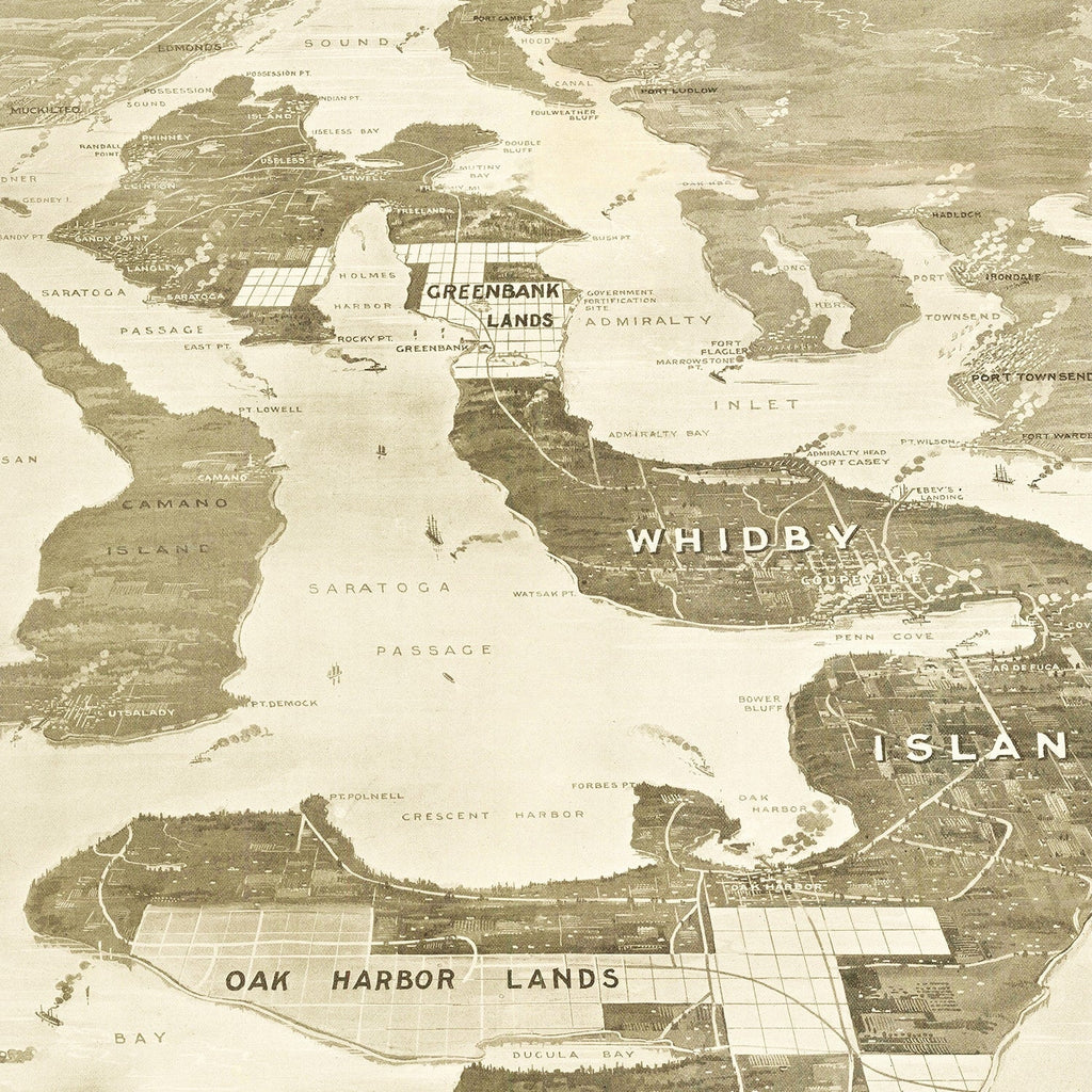 Vintage Map of Whidby Island, 1910