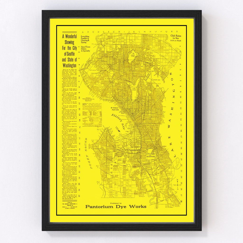 Vintage Map of Seattle, Washington 1912