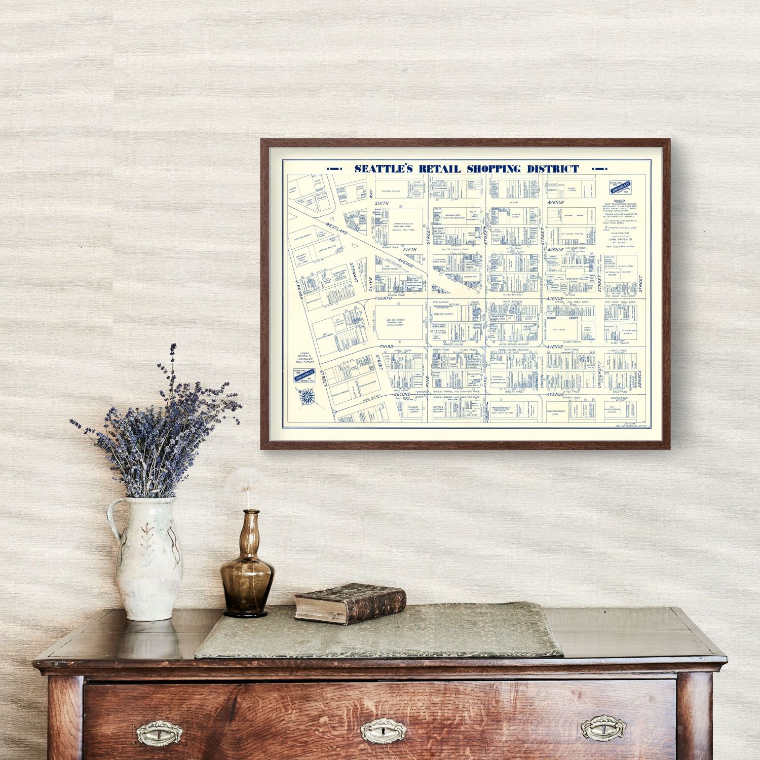 Vintage Map of Seattle, Washington 1930