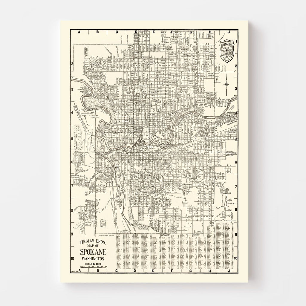 Vintage Map of Spokane, Washington 1920