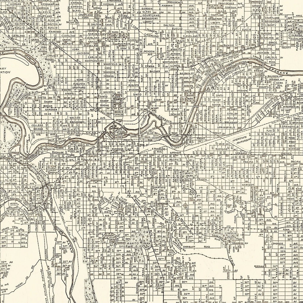 Vintage Map of Spokane, Washington 1920