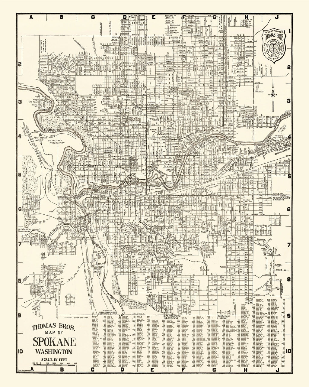 Vintage Map of Spokane, Washington 1920