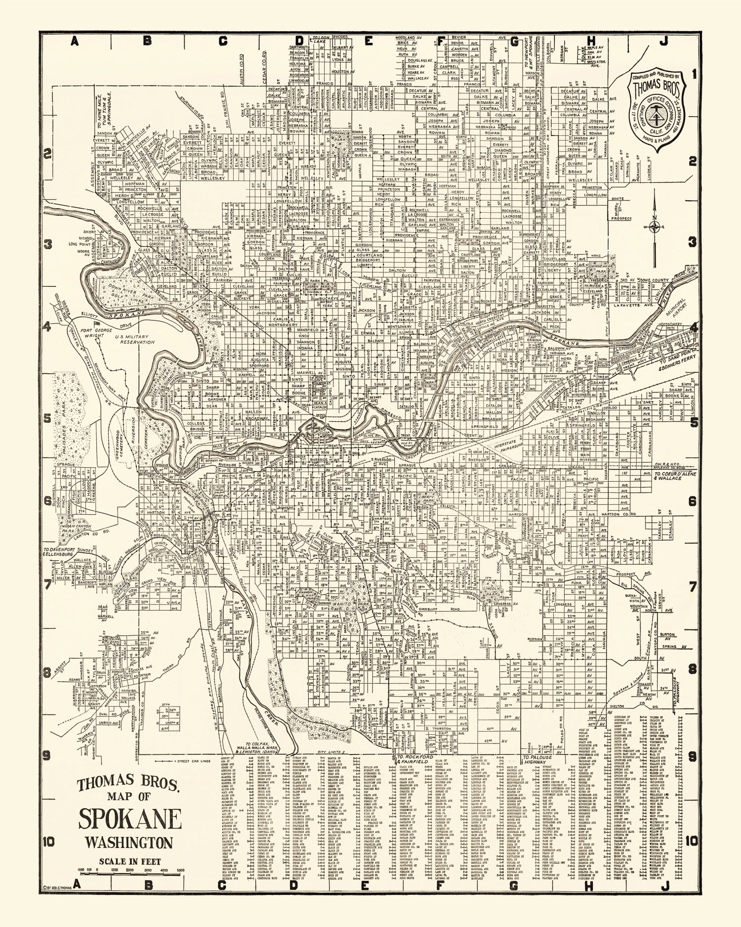 Vintage Map of Spokane, Washington 1920