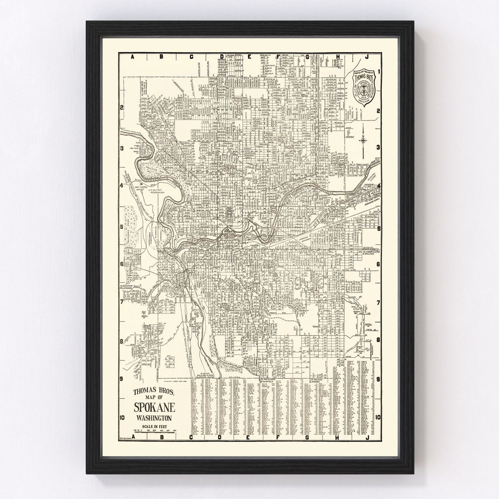 Vintage Map of Spokane, Washington 1920