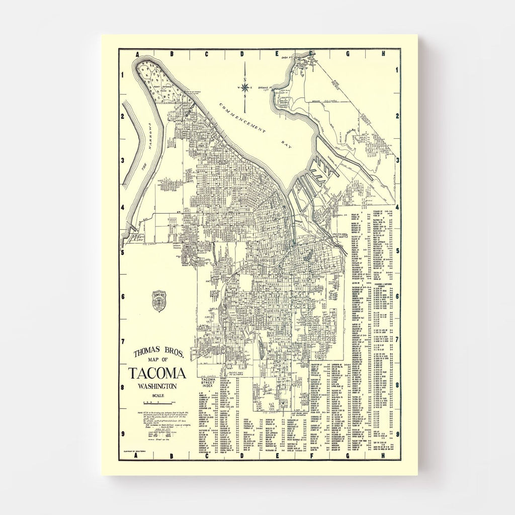 Vintage Map of Tacoma, Washington 1920