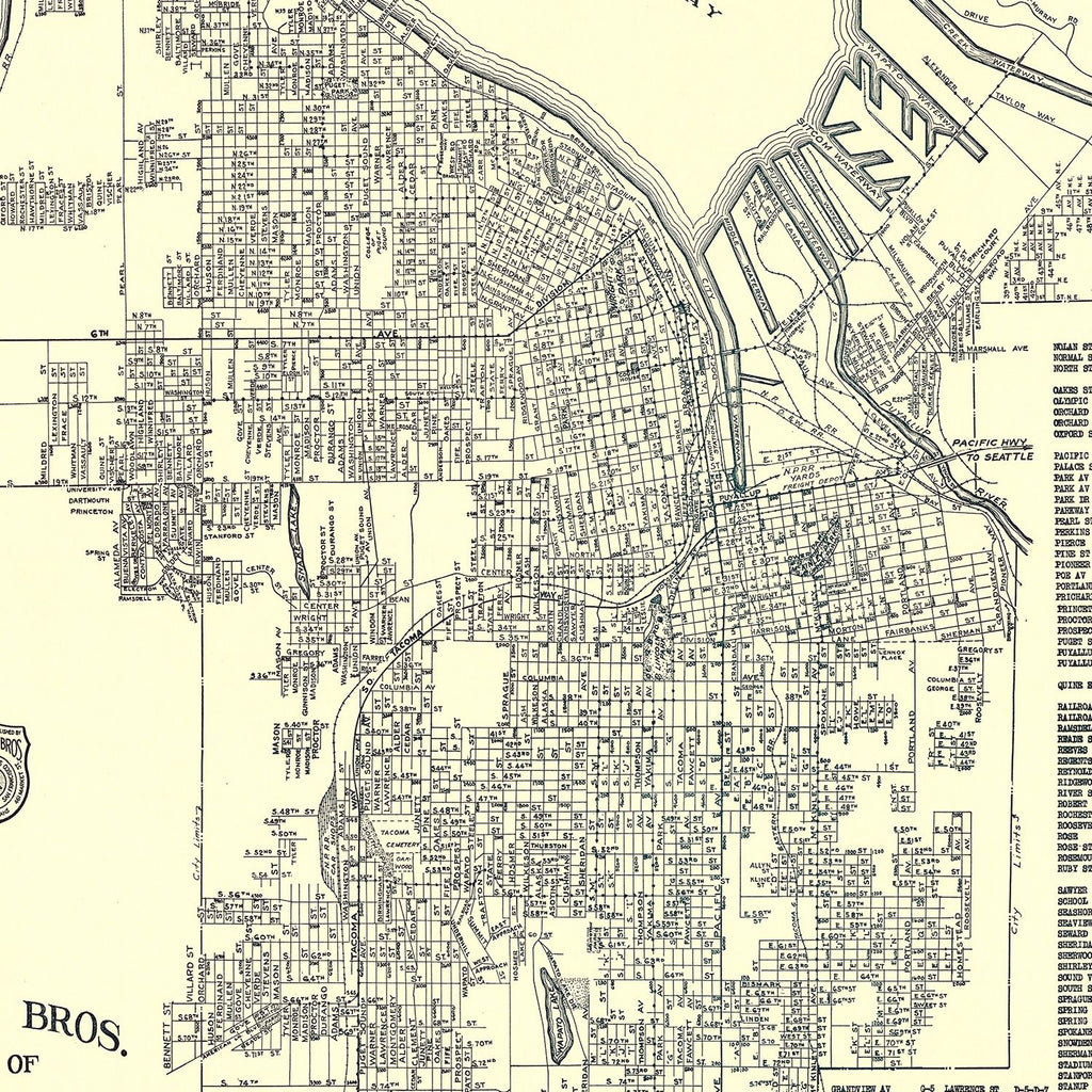 Vintage Map of Tacoma, Washington 1920