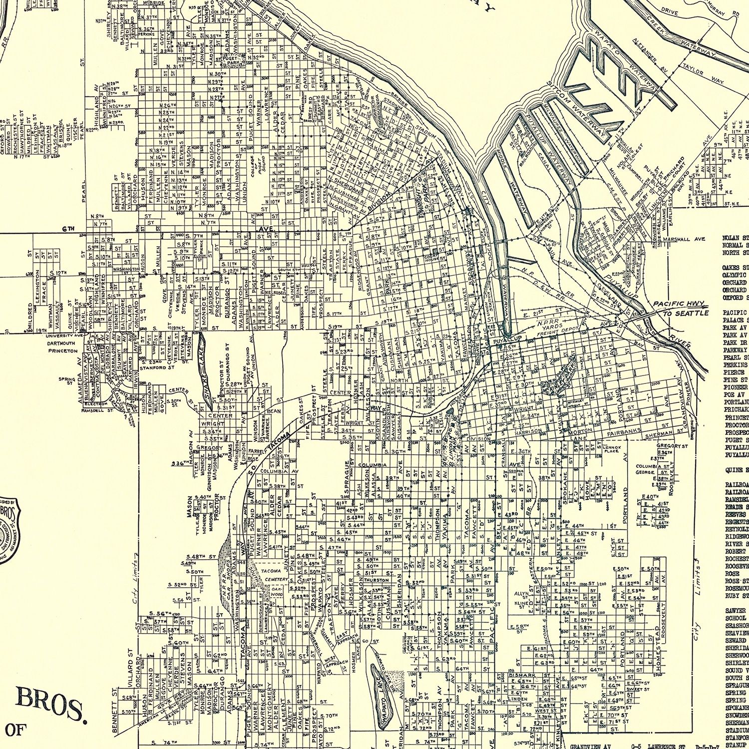 Vintage Map of Tacoma, Washington 1920