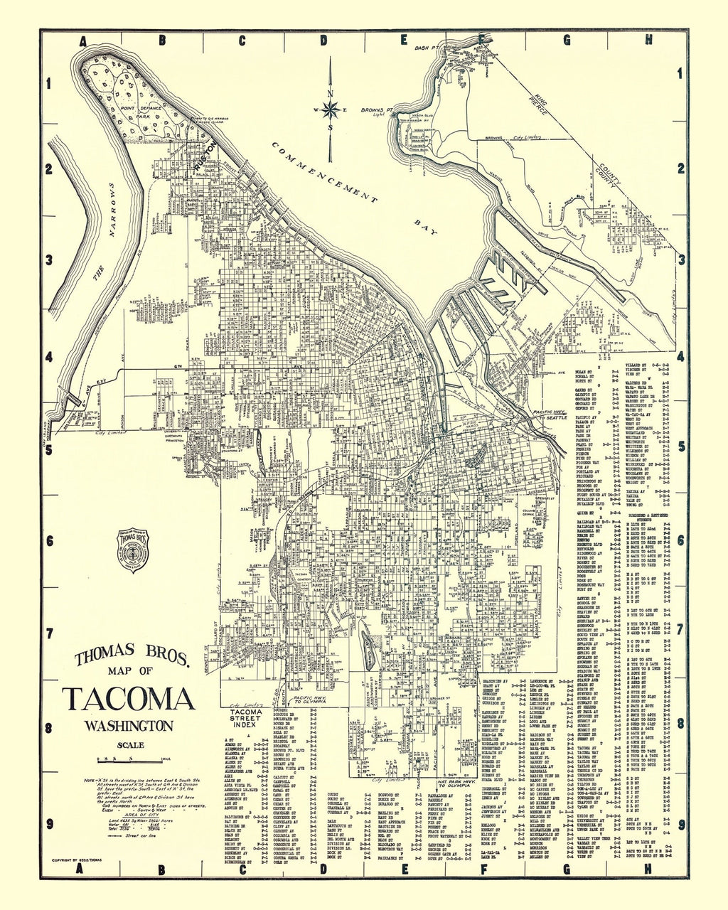 Vintage Map of Tacoma, Washington 1920