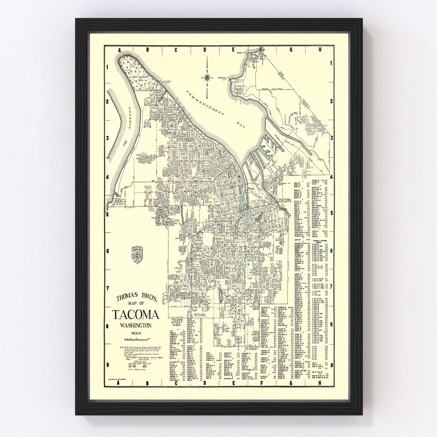 Vintage Map of Tacoma, Washington 1920