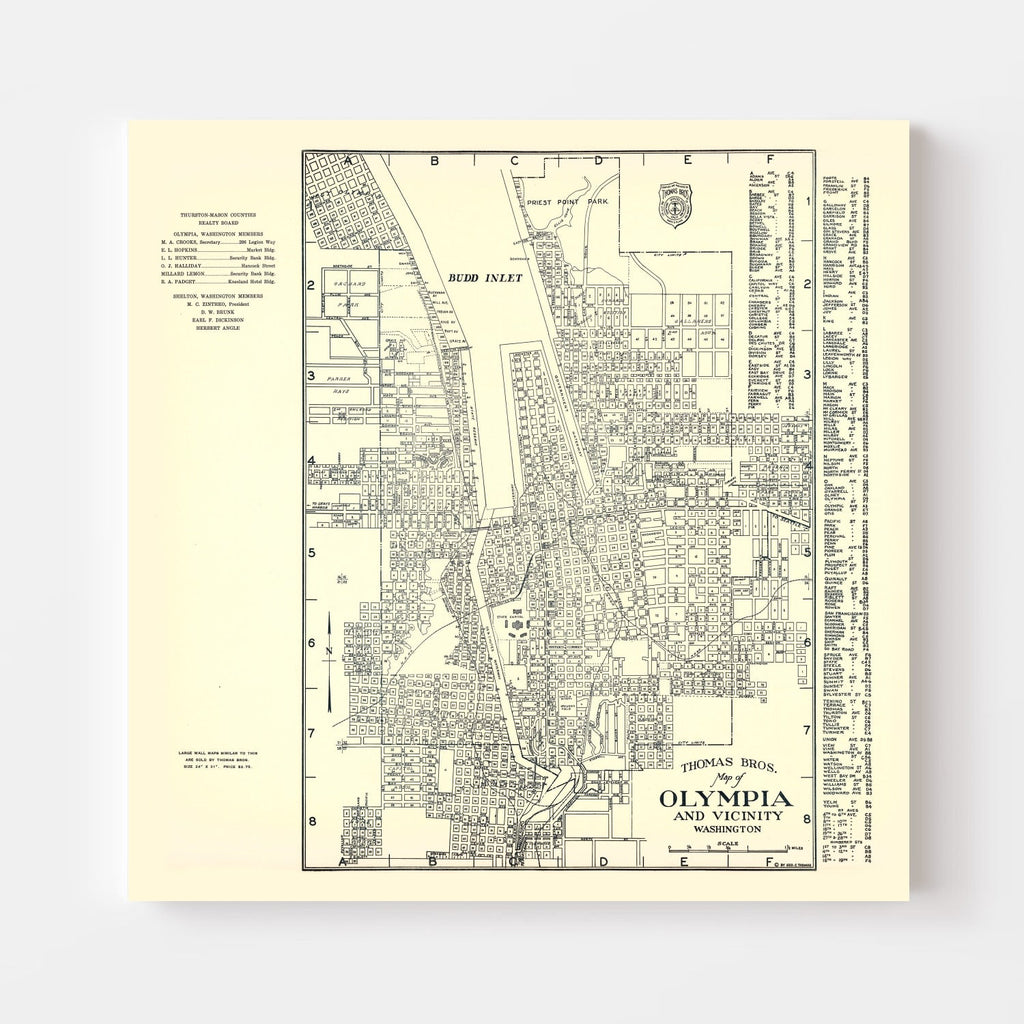 Vintage Map of Olympia, Washington 1920