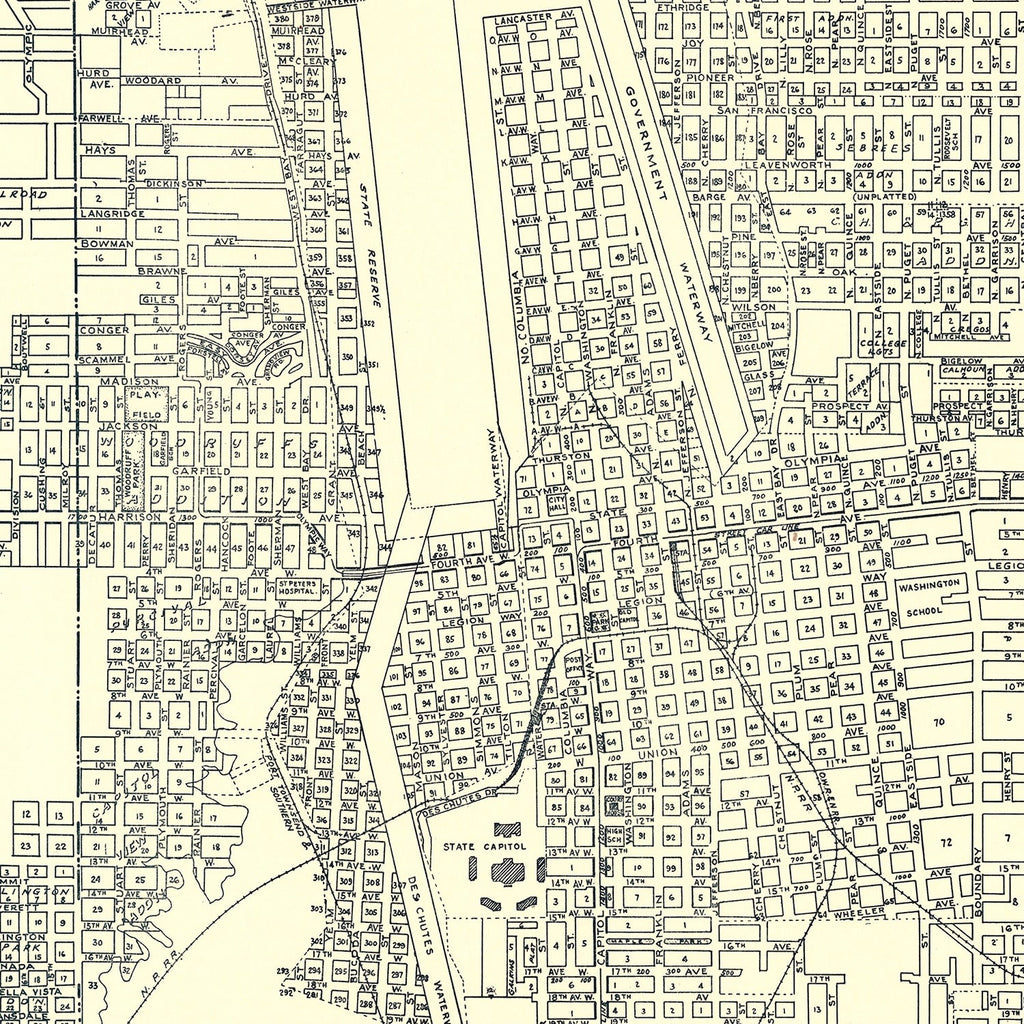 Vintage Map of Olympia, Washington 1920