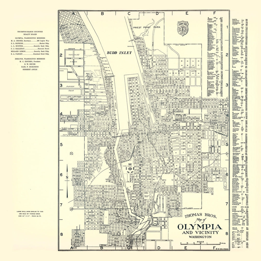 Vintage Map of Olympia, Washington 1920