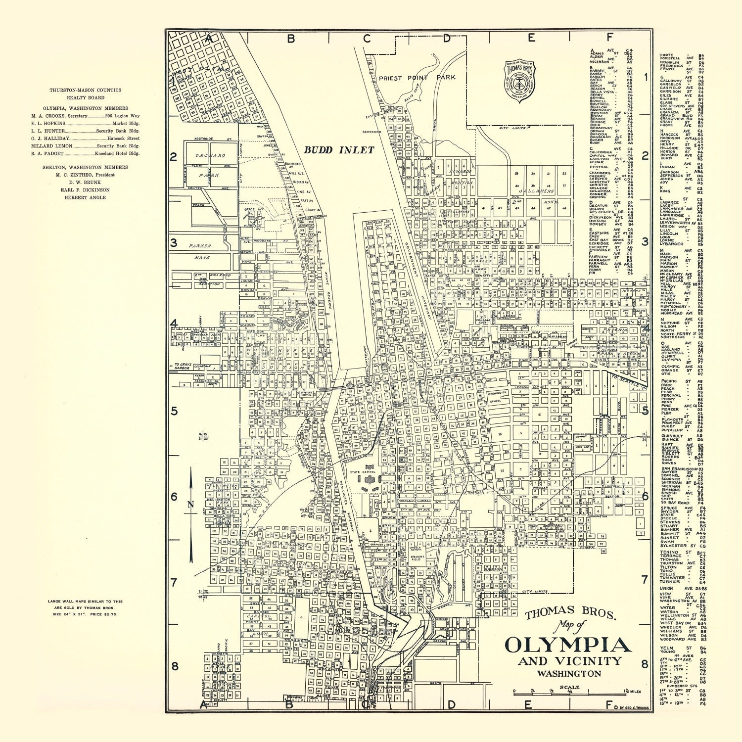 Vintage Map of Olympia, Washington 1920