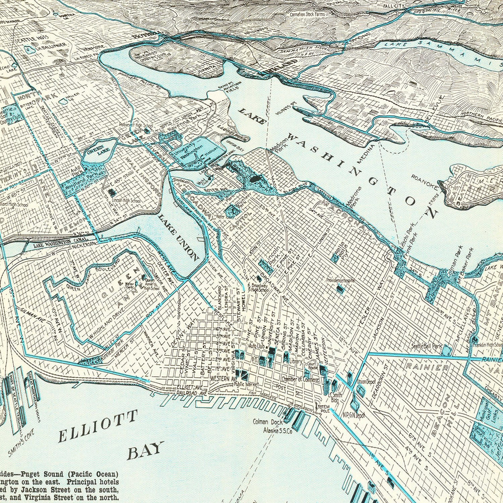 Vintage Map of Seattle, Washington 1925