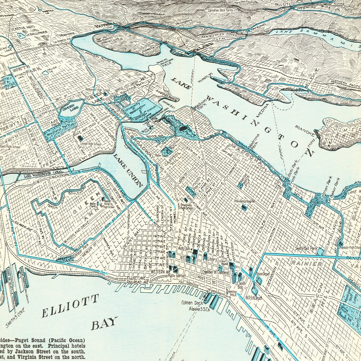 Vintage Map of Seattle, Washington 1925