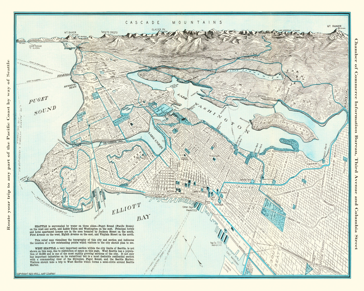 Vintage Map of Seattle, Washington 1925